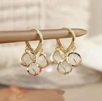 Caged Stone Drop Earrings - Premium Fashion Jewelry
