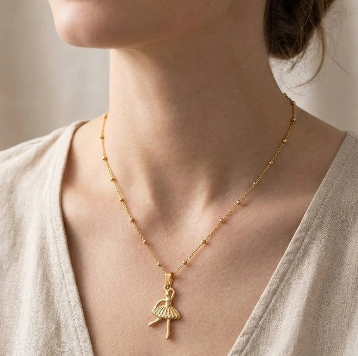 Ballerina Pendant Necklace - Anti-Tarnish Gold-Plated