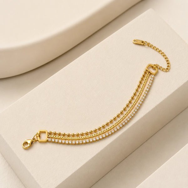 Minimalist aesthetic triple layer bracelet styled for clean girl look