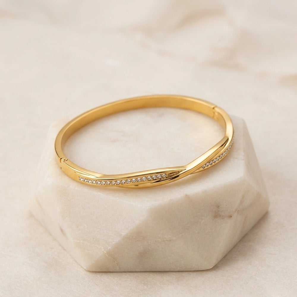Twisted Infinity Gold Plated Bangle Bracelet