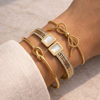 Lux Luxe Minimalist Anti-Tarnish Gold Plated Bracelet Stack - Set of 3