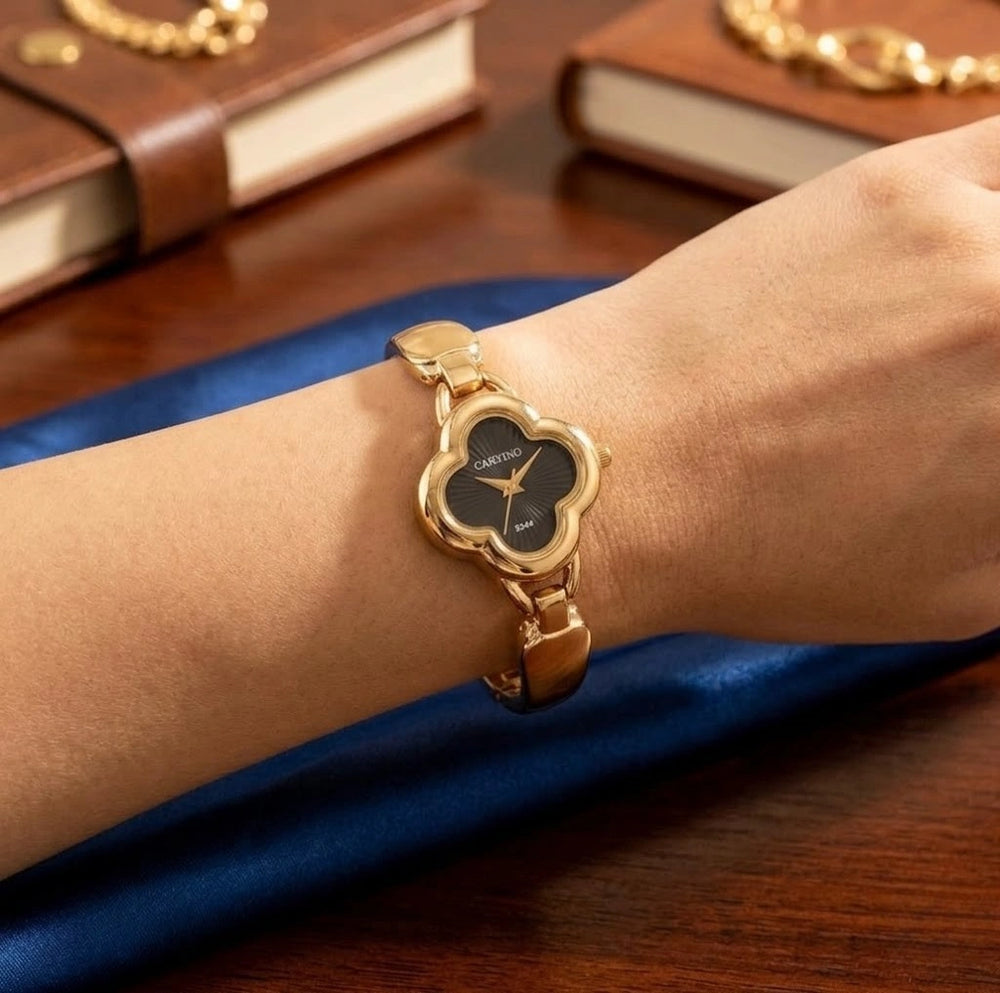 Vintage Clover Dial Watch - Anti-Tarnish Gold Plated