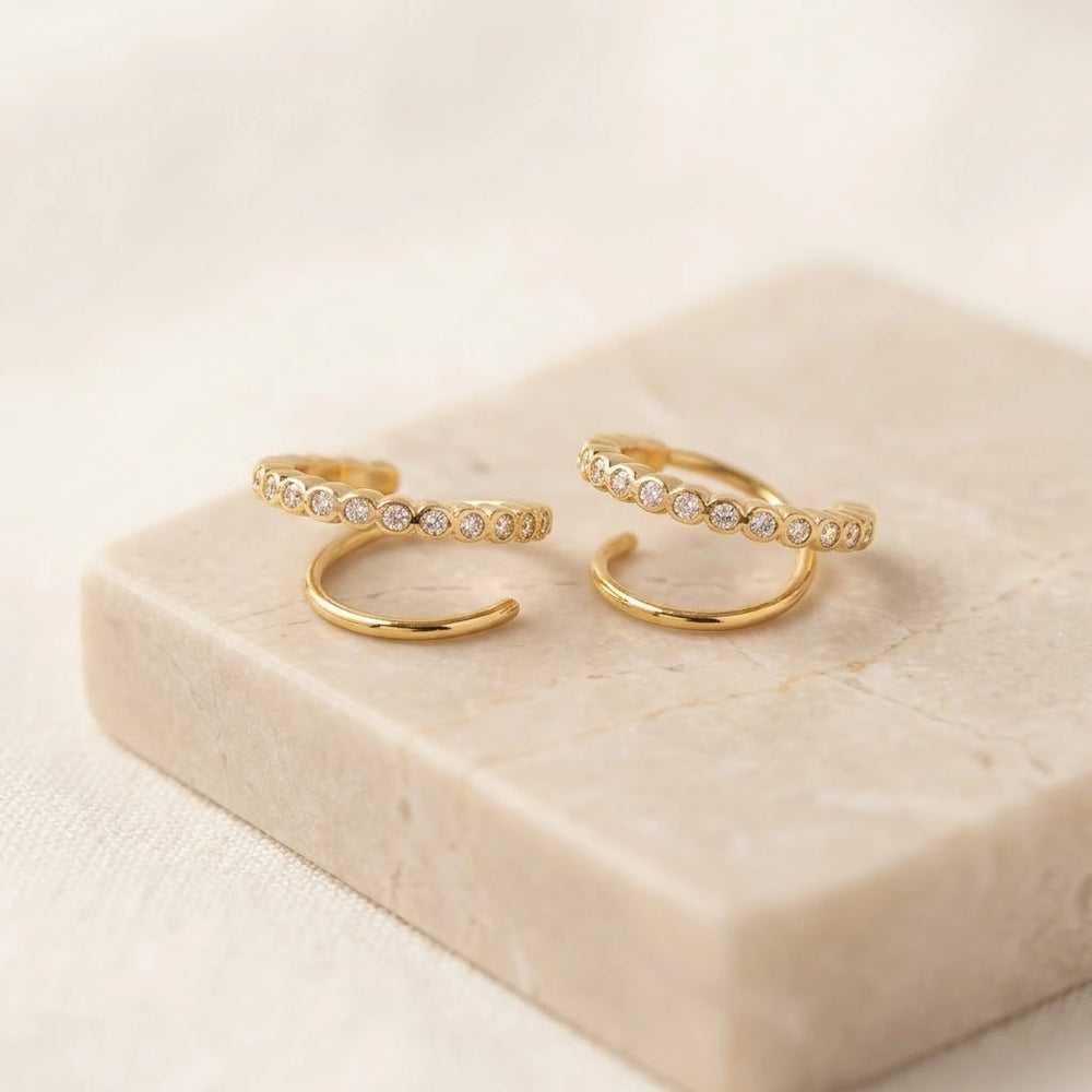 Korean Spiral Double Hoop Earrings - Anti Tarnish Gold Plated