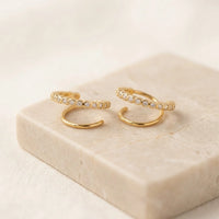 Korean Spiral Double Hoop Earrings - Anti Tarnish Gold Plated