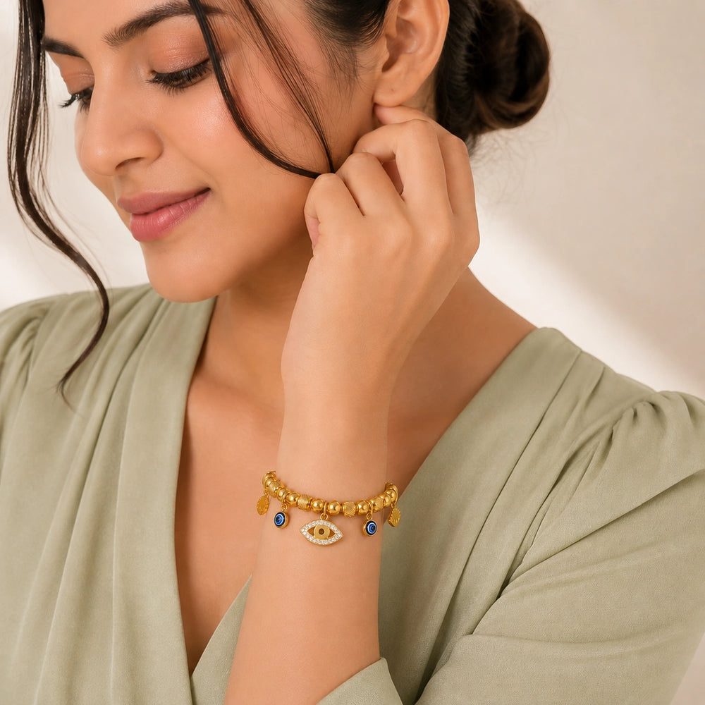 Evil Eye Charm Anti-Tarnish Gold Plated Bracelet