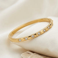 Anti-Tarnish Crystal Studded Bangle Bracelet - Premium Fashion Jewelry