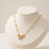 Bow Necklace Gold Plated (Anti-Tarnish) – Korean Style Dainty Ribbon Pendant for Women & Girls