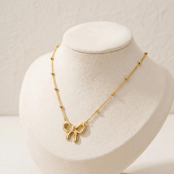 Minimalist Beaded Chain Necklace Anti Tarnish Detail