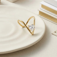 Chevron V-Shape Heart Ring | Anti-Tarnish Gold Plated