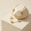 Vintage Clover 5-Motif Gold-Plated Necklace | Anti-Tarnish & Waterproof