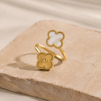 Double Clover Adjustable Ring | Anti-Tarnish Gold Plated