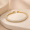 Square Cut Crystal Tennis Bracelet - Anti Tarnish Gold Plated