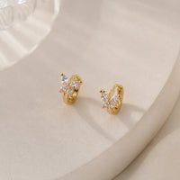 Korean Butterfly Crystal Hoop Earrings | Anti Tarnish Gold Plated Minimalist Jewelry