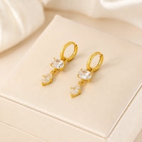 Minimalist Crystal Drop Earrings | Anti-Tarnish Gold Plated