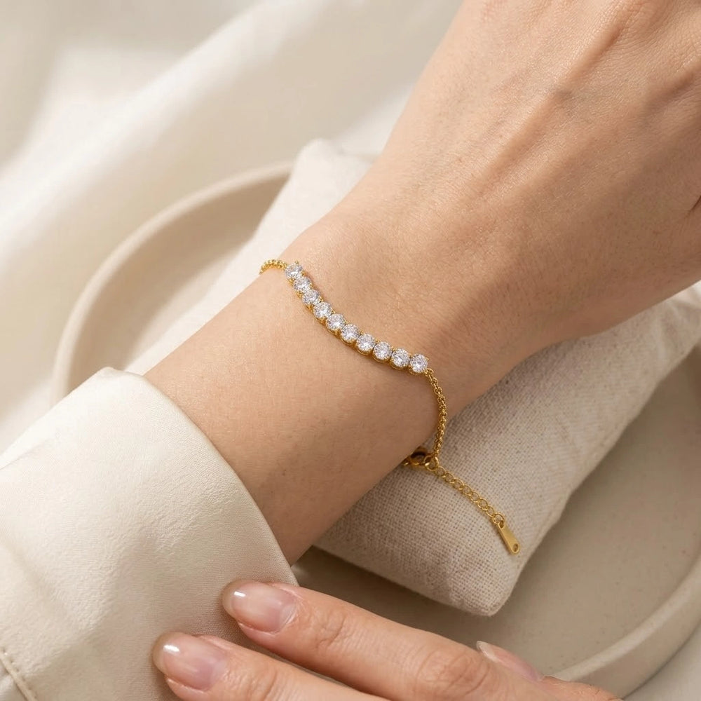 Crystal Bar Anti-Tarnish Gold Plated Bracelet