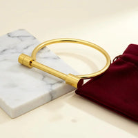 Minimalist Cylinder Cuff Bracelet - Anti Tarnish Gold Plated
