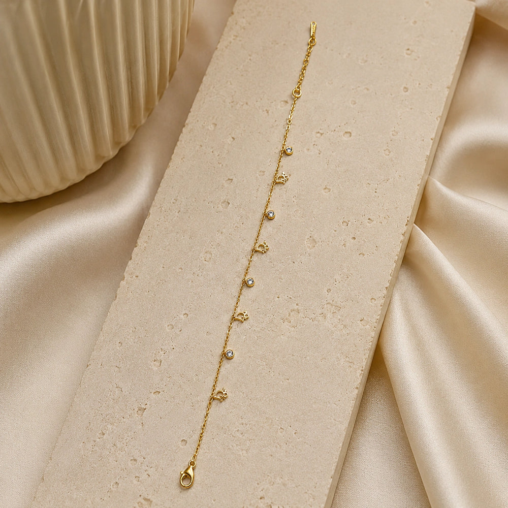 Minimalist D-Charm Gold Plated Bracelet | Anti Tarnish & Waterproof