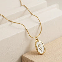 Floral Motif Enamel Pendant Necklace - Anti-Tarnish Gold-Plated Jewellery