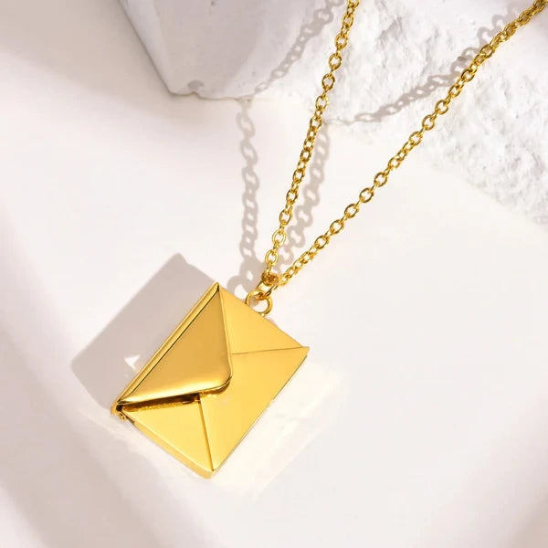 Love Envelope Secret Message Necklace | Anti-Tarnish Gold Plated
