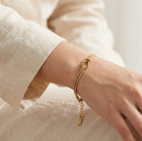 Infinity Knot Double Layer Anti-Tarnish Gold Plated Bracelet