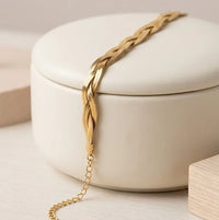 Braided Twisted Chain Bracelet - Anti Tarnish Gold Plated