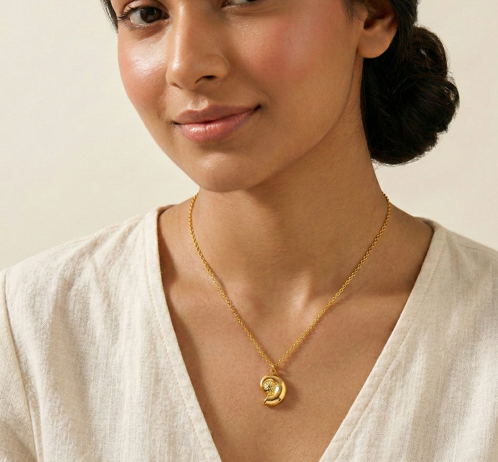 Nautilus Shell Anti-Tarnish Gold Plated Necklace | Minimalist Everyday Wear