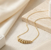Anti-Tarnish Gold-Plated Curved Bar Beaded Necklace | Minimalist Everyday Jewelry