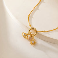 Celestial Planet & Star Anti-Tarnish Gold Plated Necklace