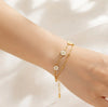 White Daisy Double Chain Bracelet | Anti-Tarnish Gold Plated Floral Jewelry