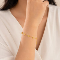 Floral Rose Link Bracelet | Anti Tarnish Gold Plated