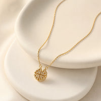 Four Leaf Clover Zircon Pendant Necklace - Anti-Tarnish Gold Plated