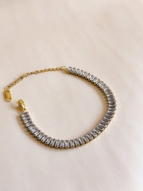Baguette Zirconia Tennis Bracelet | Anti-Tarnish Gold Plated