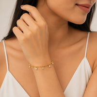 Zircon Beaded Charm Bracelet | Anti-Tarnish Gold-Plated