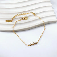 Anti Tarnish Gold Plated Three Stone Minimalist Bracelet