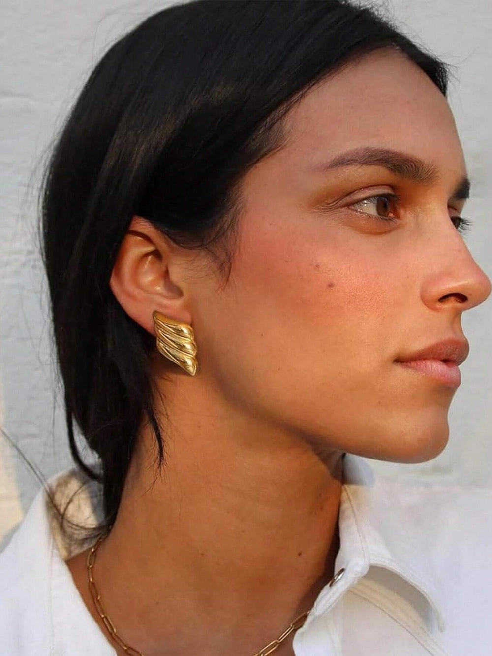 Anti-Tarnish Gold Plated Wing Earrings | Elegant Wave Design