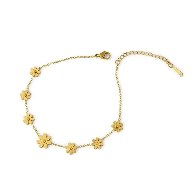 Daisy Flower Anti-Tarnish Gold Plated Bracelet - Korean Floral Jewelry
