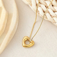 Anti-Tarnish Gold Plated Open Heart Pendant Necklace