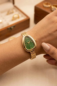 Vintage Emerald Green Dial Watch - Anti Tarnish Gold Plated
