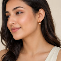Solitaire Drop Hoop Earrings - Anti Tarnish Gold Plated Huggies