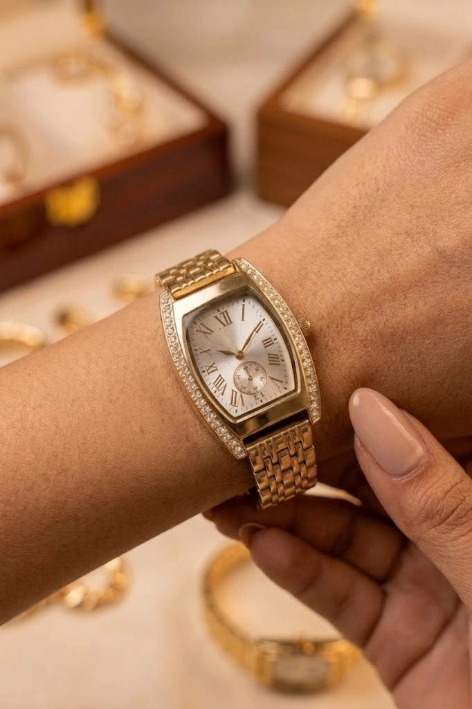 Classic Vintage Roman Dial Gold Plated Watch | Anti-Tarnish