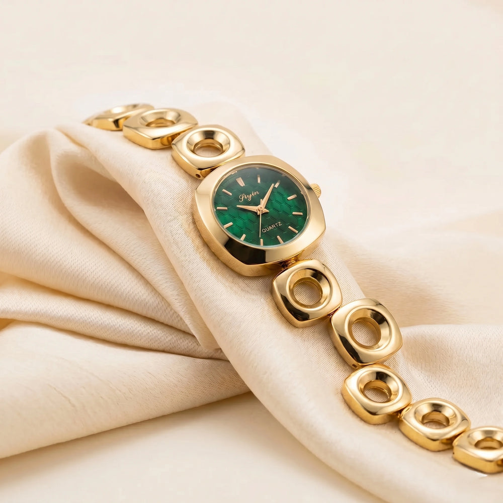 Moncheri Minimalist Green Dial Watch - Premium Anti-Tarnish Gold Plated Bracelet Watch