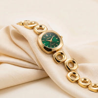 Moncheri Minimalist Green Dial Watch - Premium Anti-Tarnish Gold Plated Bracelet Watch