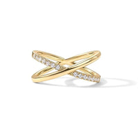 Crossover X Ring - Anti-Tarnish Gold Plated Criss Cross Band - Adjustable & Waterproof