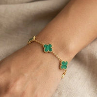 Green Lucky Clover Anti-Tarnish Gold-Plated Bracelet
