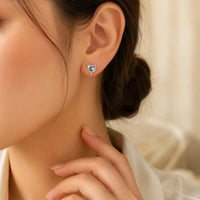 Crystal Heart Stud Earrings - Gold Plated Minimalist Fashion Jewelry