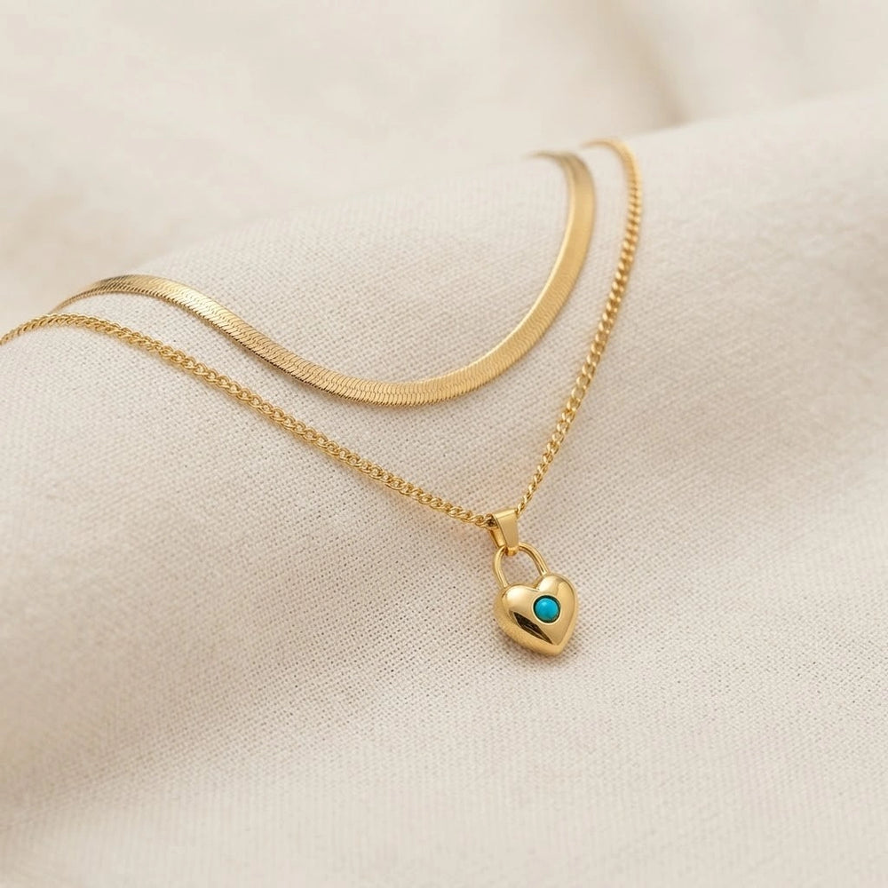 Minimalist Heart Pendant 2-Layer Necklace - Anti-Tarnish Gold-Plated