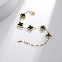 Old Money Black Clover & Tennis Bracelet Set | Anti-Tarnish Gold Plated