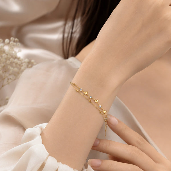Minimalist Korean Style Gold Plated Bracelet with Crystals