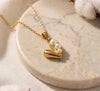 Pearl Heart Pendant Gold Plated Necklace - Anti Tarnish