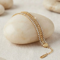 Layered Rhinestone Crystal Bracelet | Anti-Tarnish Gold-Plated